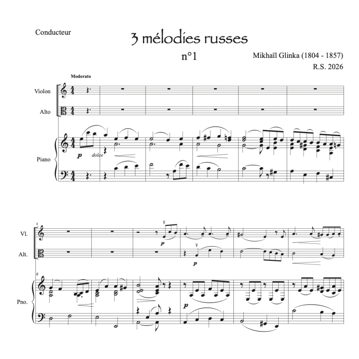 Glinka - 1ère mélodie russe - violon alto et piano