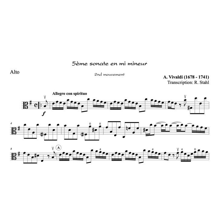 Vivaldi - Sonate en mi mineur - Alto et piano