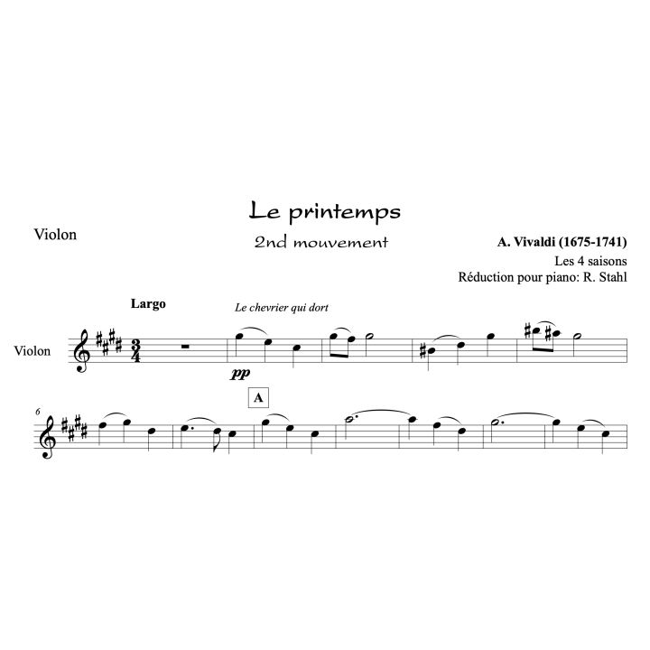 Vivaldi - Le printemps - Violon et piano