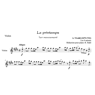Vivaldi - Le printemps - Violon et piano