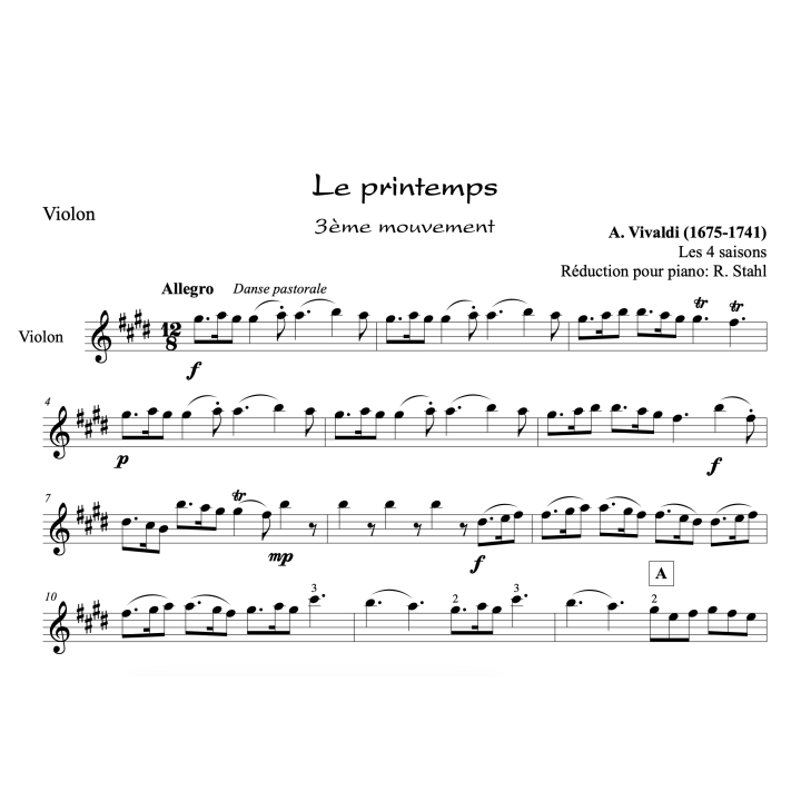 Vivaldi - Le printemps - Violon et piano