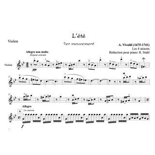 Vivaldi - L'été- Violon et piano