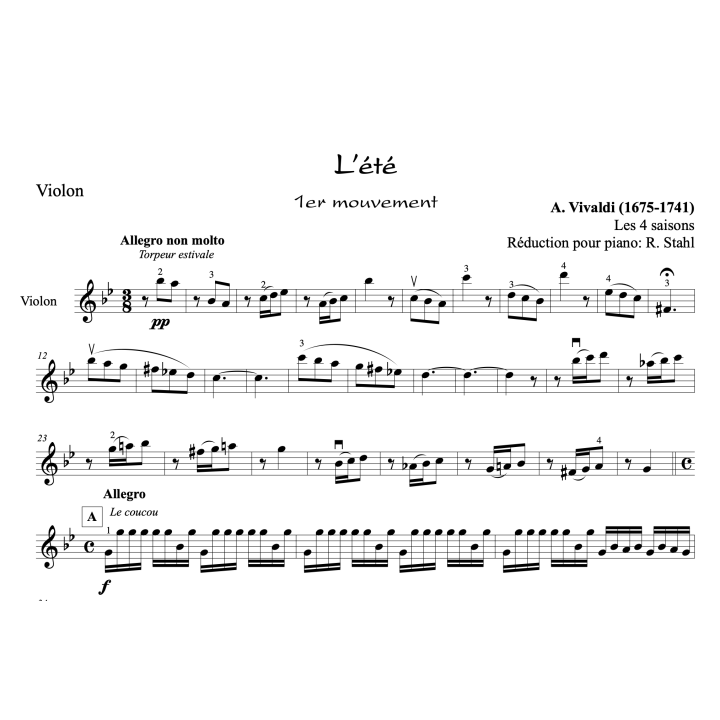 Vivaldi - L'été- Violon et piano