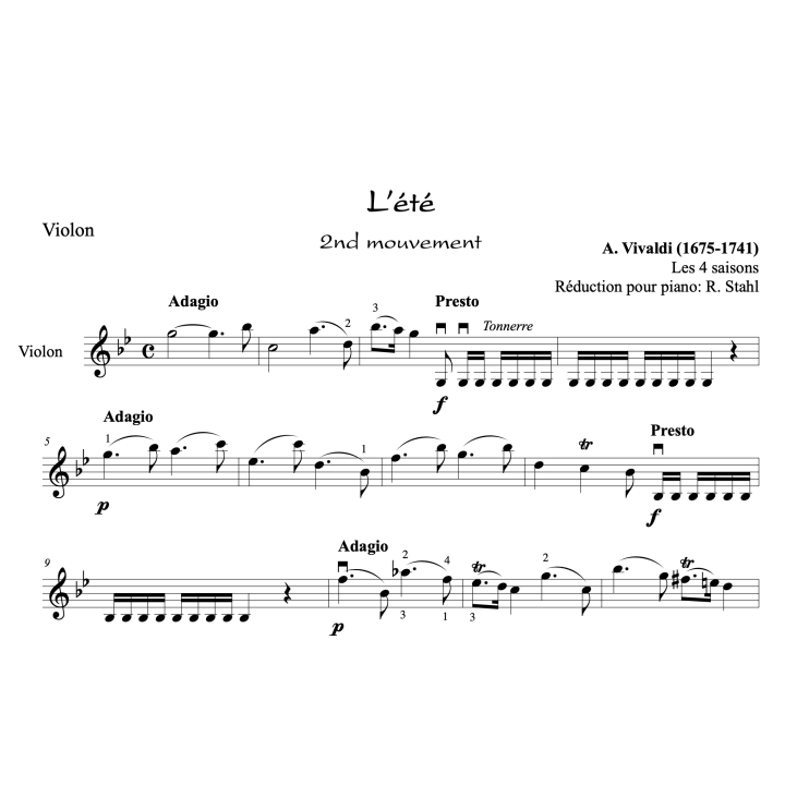 Vivaldi - L'été- Violon et piano