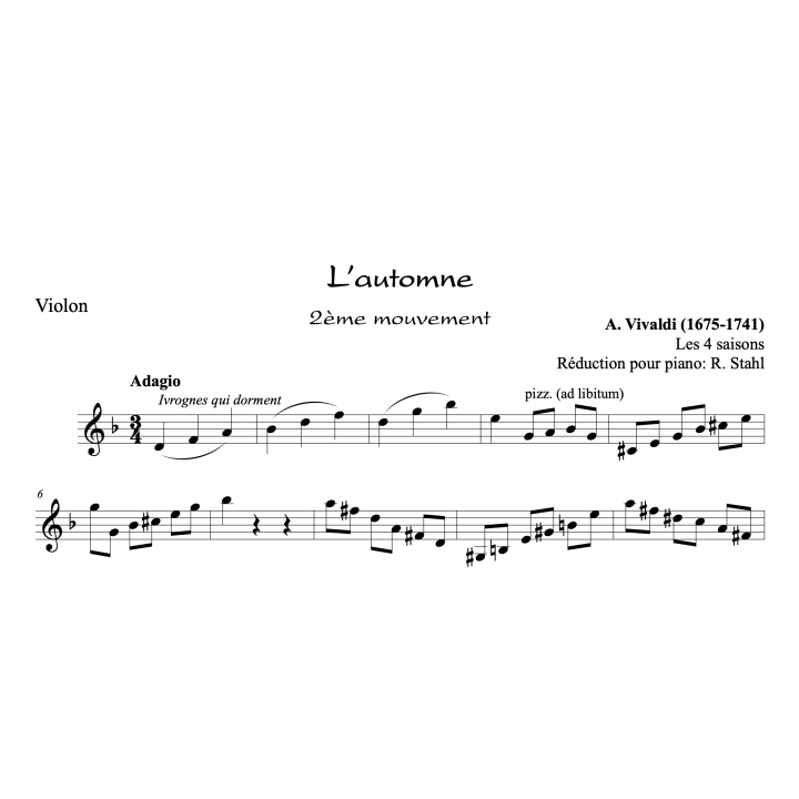 Vivaldi - L'automne - Violon et piano