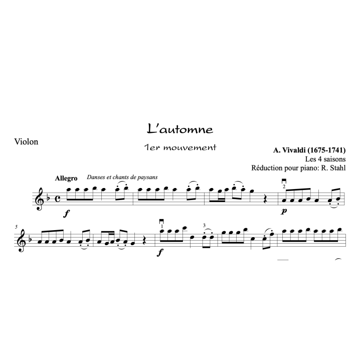 Vivaldi - L'automne - Violon et piano