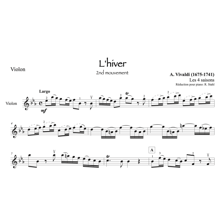 Vivaldi - L'hiver - Violon et piano