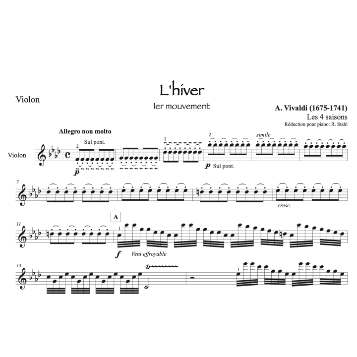 Vivaldi - L'hiver - Violon et piano