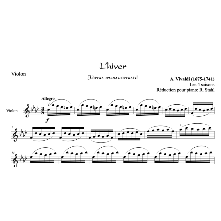 Vivaldi - L'hiver - Violon et piano