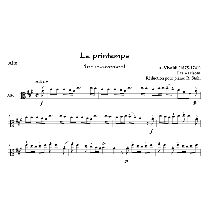 Vivaldi - Le printemps - Alto et piano