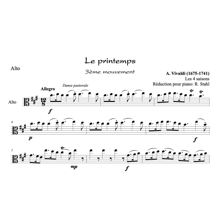 Vivaldi - Le printemps - Alto et piano
