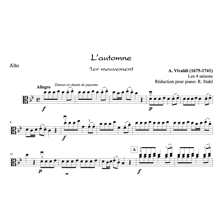 Vivaldi - L'automne - Alto et piano