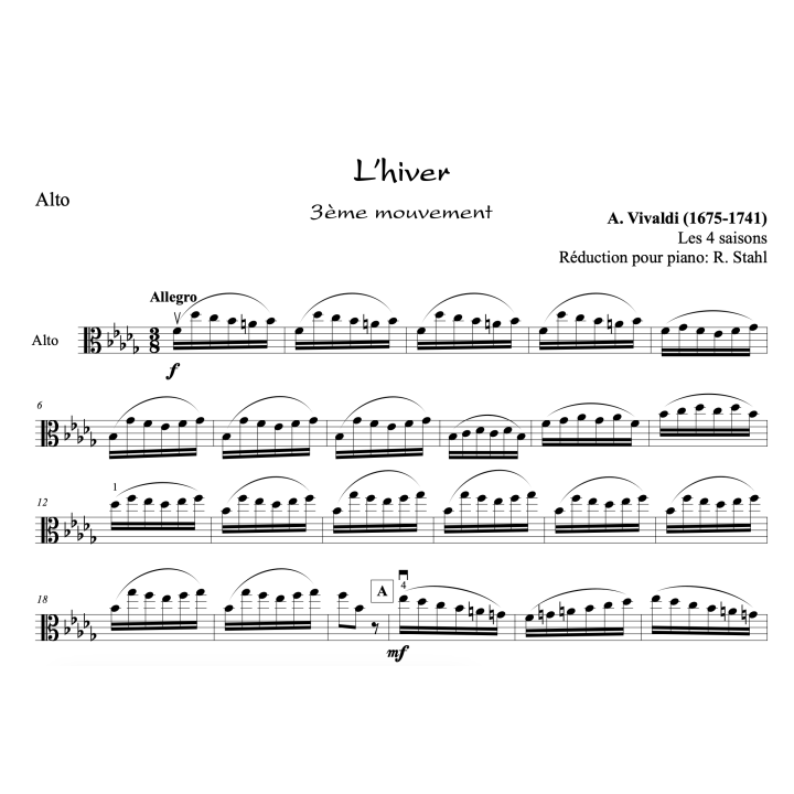 Vivaldi - L'hiver - Alto et piano