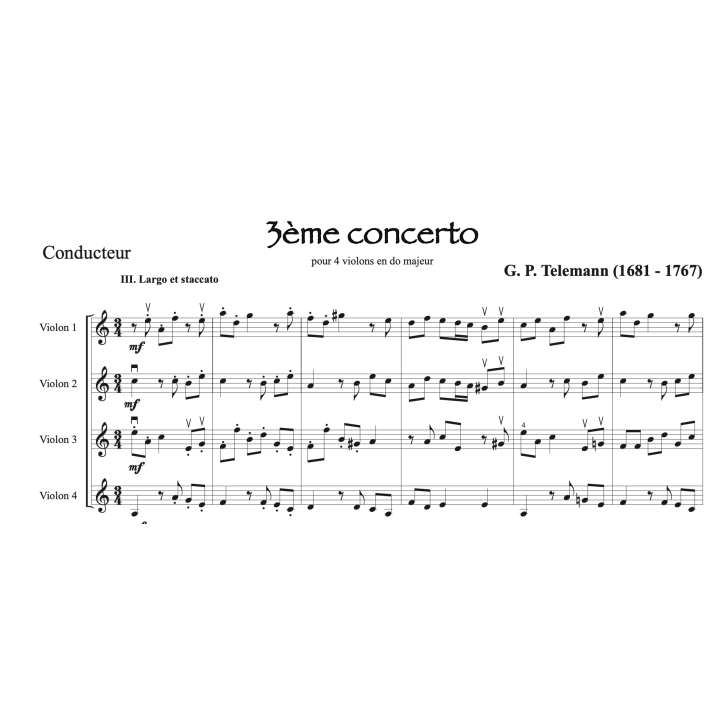 Telemann - Concerto pour 4 violons n°3