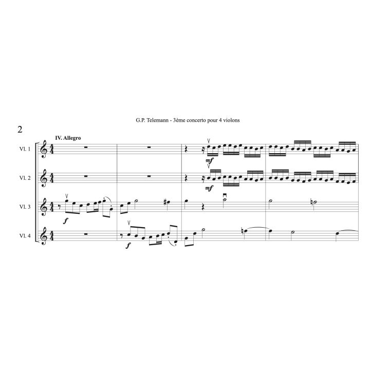 Telemann - Concerto pour 4 violons n°3