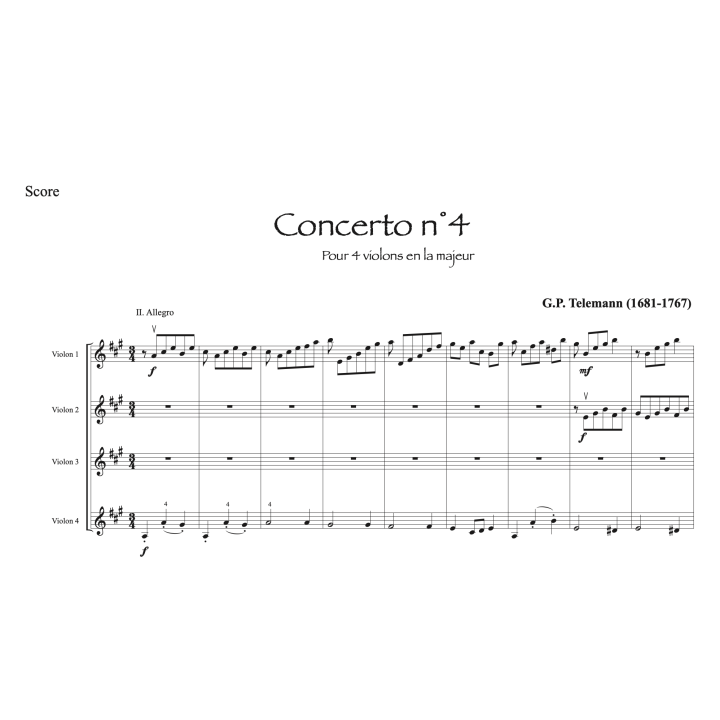 Telemann - Concerto pour 4 violons n°4