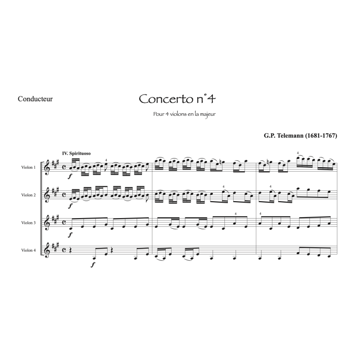 Telemann - Concerto pour 4 violons n°4