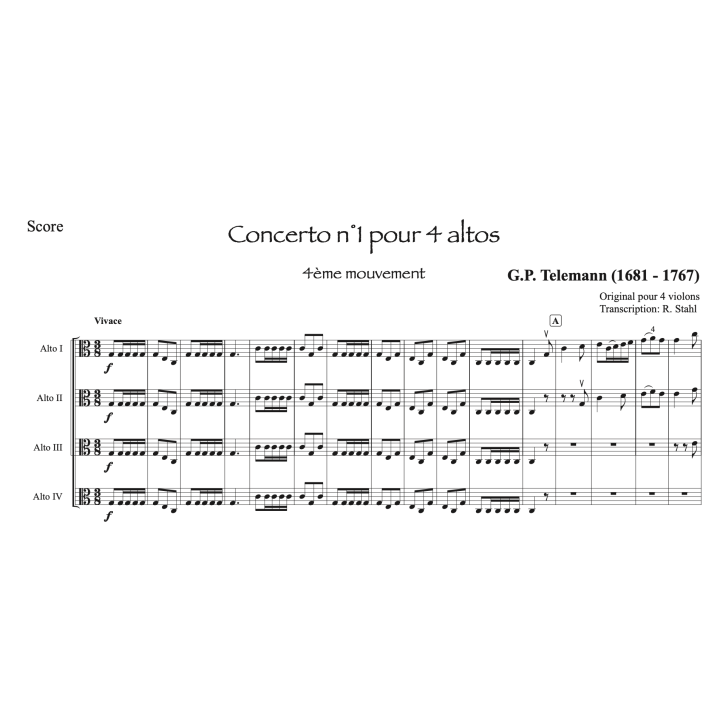 Telemann - Concerto n°1 pour 4 altos