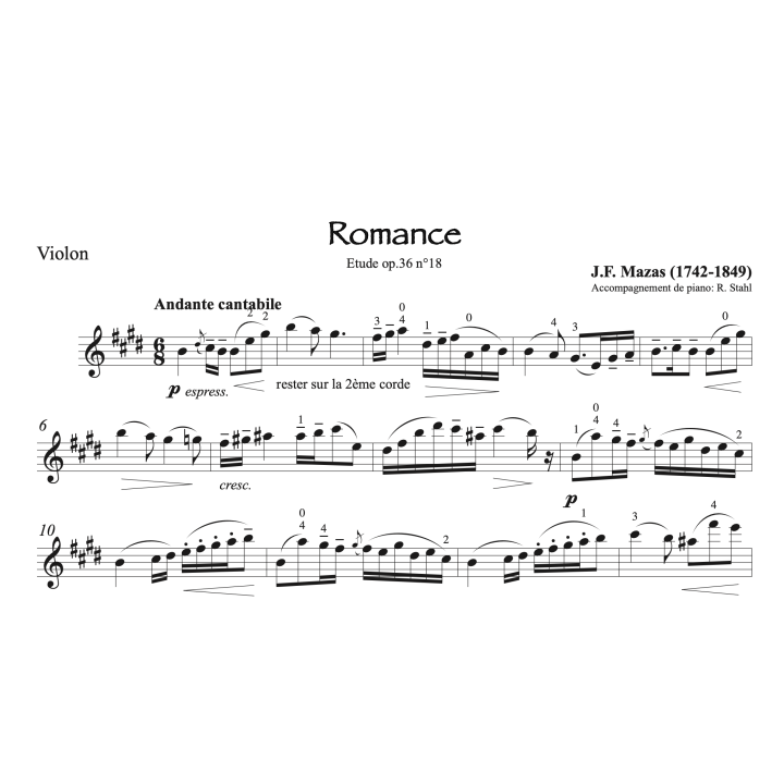 Mazas - Romance pour violon et piano