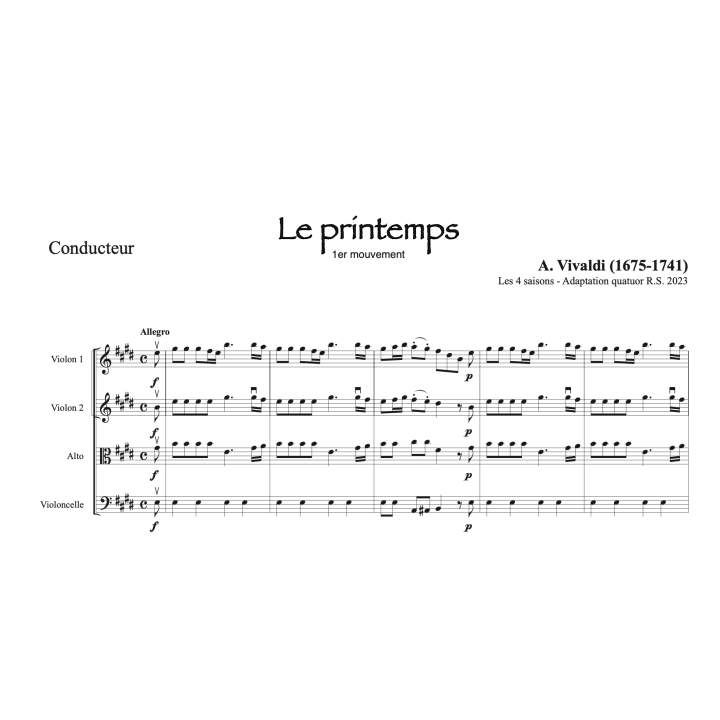 Vivaldi - Le printemps - Quatuor