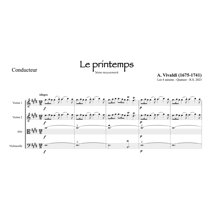 Vivaldi - Le printemps - Quatuor