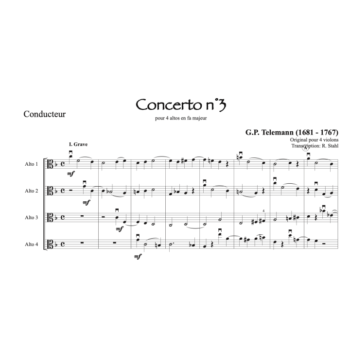 Telemann - Concerto n°3 pour 4 altos