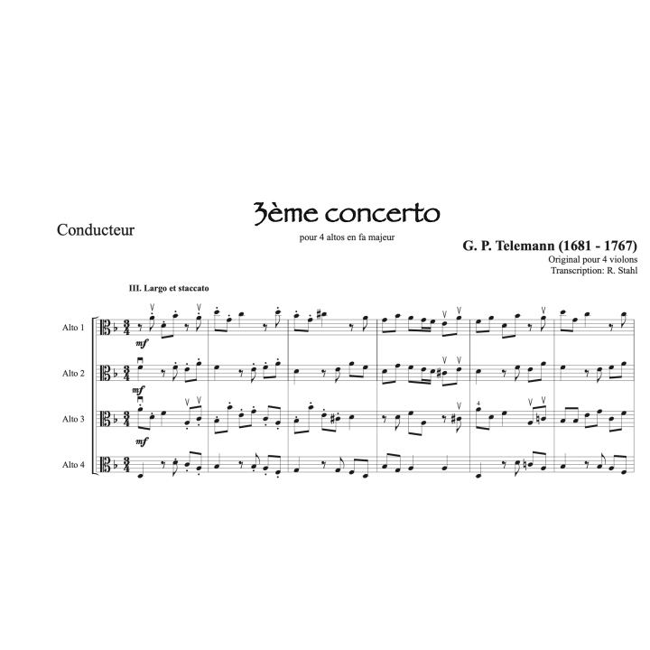 Telemann - Concerto n°3 pour 4 altos