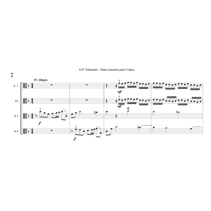 Telemann - Concerto n°3 pour 4 altos