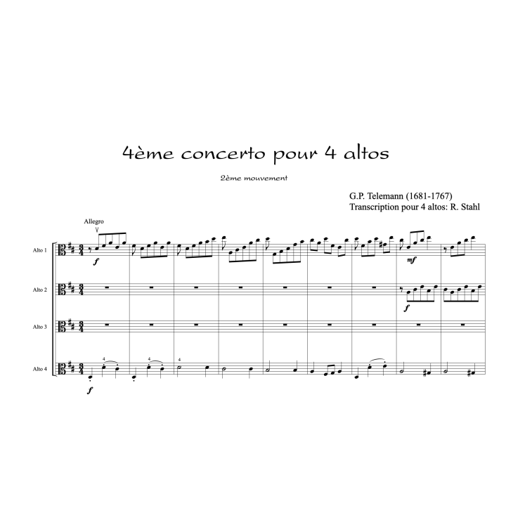 Telemann - Concerto n°4 pour 4 altos