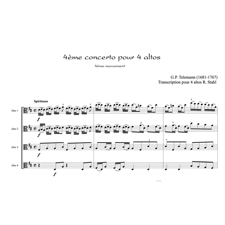 Telemann - Concerto n°4 pour 4 altos