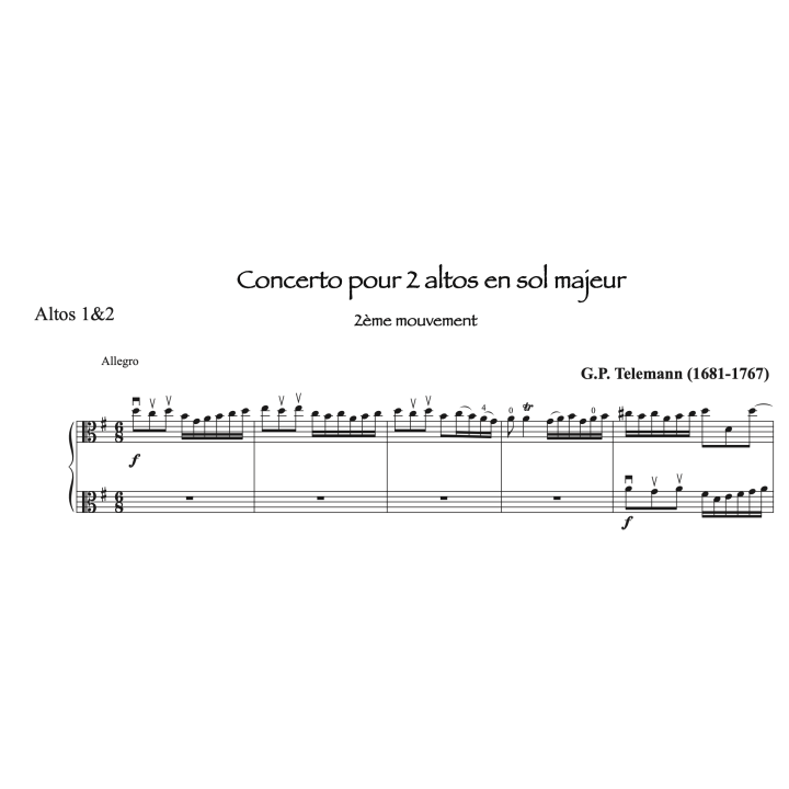 Telemann - Concerto pour 2 altos