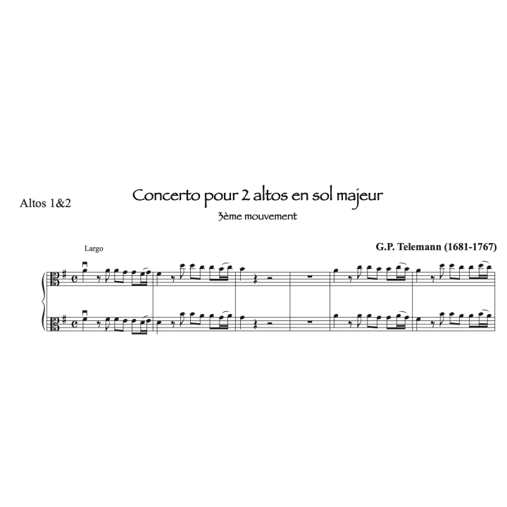 Telemann - Concerto pour 2 altos