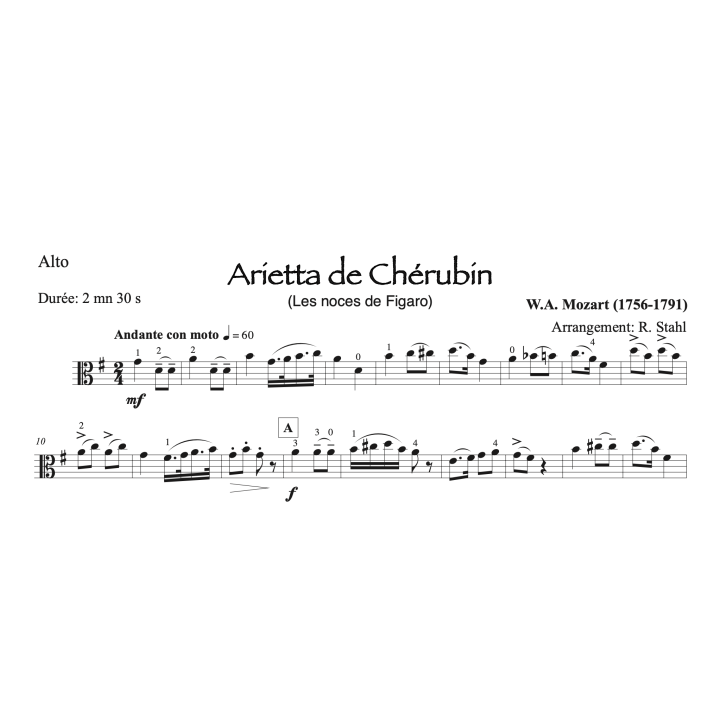 Mozart - Air de Chérubin - Alto et piano