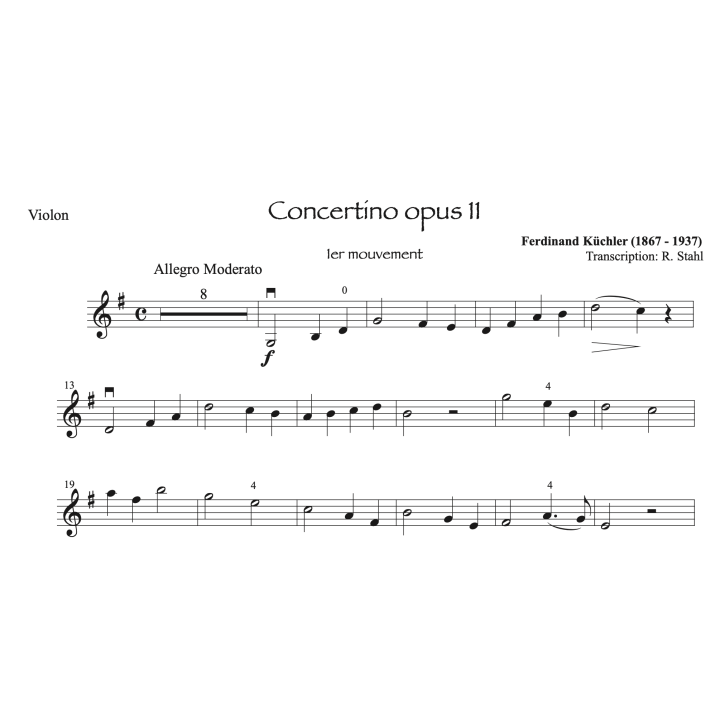 Küchler - Concertino op.11 - Violon et piano