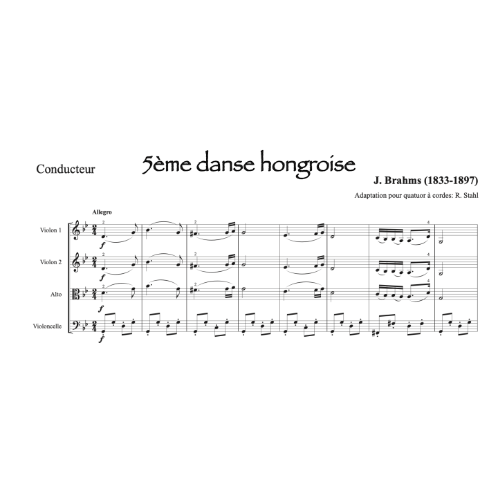 Brahms - 5ème danse hongroise - Quatuor