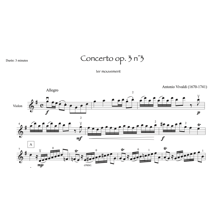 Vivaldi - Concerto op.3 n°3 - 1er mouvement - Violon
