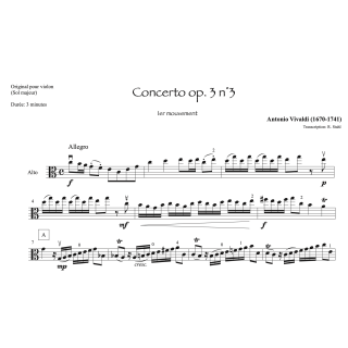 Vivaldi - Concerto op.3 n°3 - 1er mouvement - alto