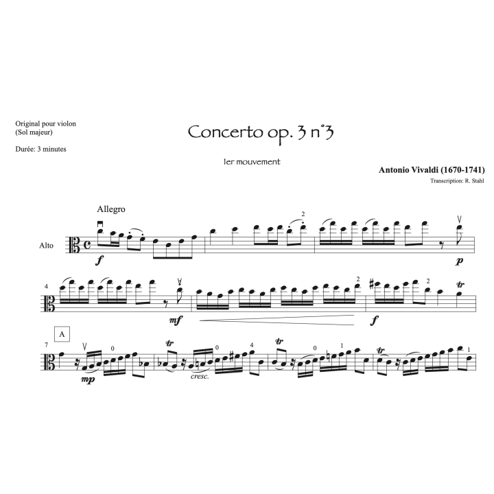 Vivaldi - Concerto op.3 n°3 - 1er mouvement - alto