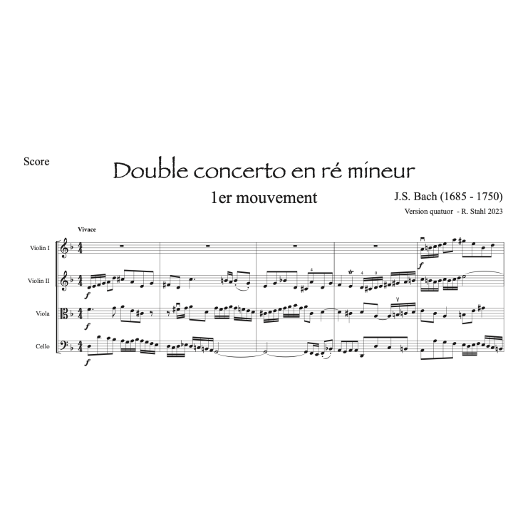 Bach - Concerto pour deux violons - Version pour quatuor