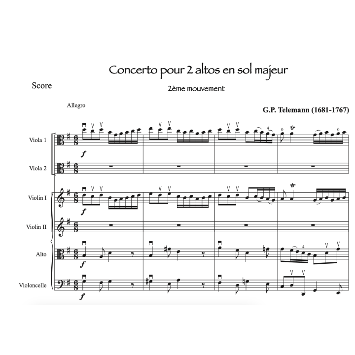 Telemann - Concerto pour 2 altos et orchestre