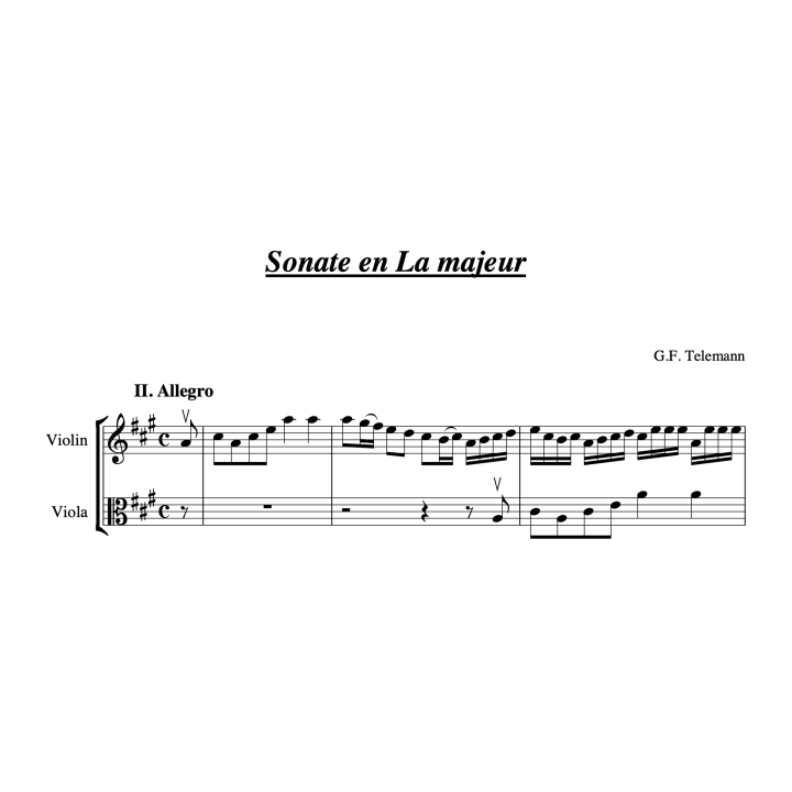 Telemann - Sonate pour violon et alto en la majeur