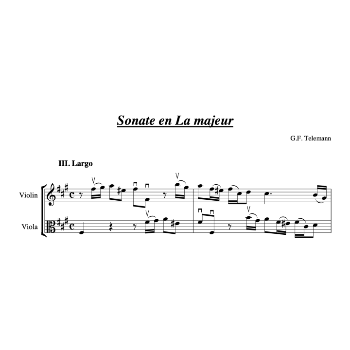 Telemann - Sonate pour violon et alto en la majeur