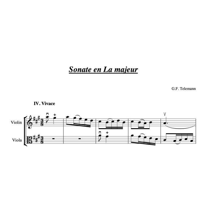 Telemann - Sonate pour violon et alto en la majeur