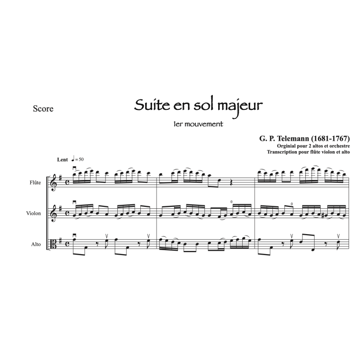 Telemann - Suite pour flûte, violon et alto