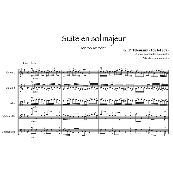 Telemann - Suite pour orchestre en sol majeur