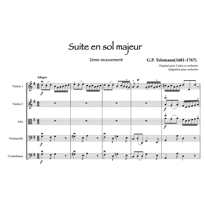 Telemann - Suite pour orchestre en sol majeur