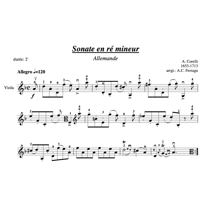Corelli - Sonate en ré mineur - Alto et piano