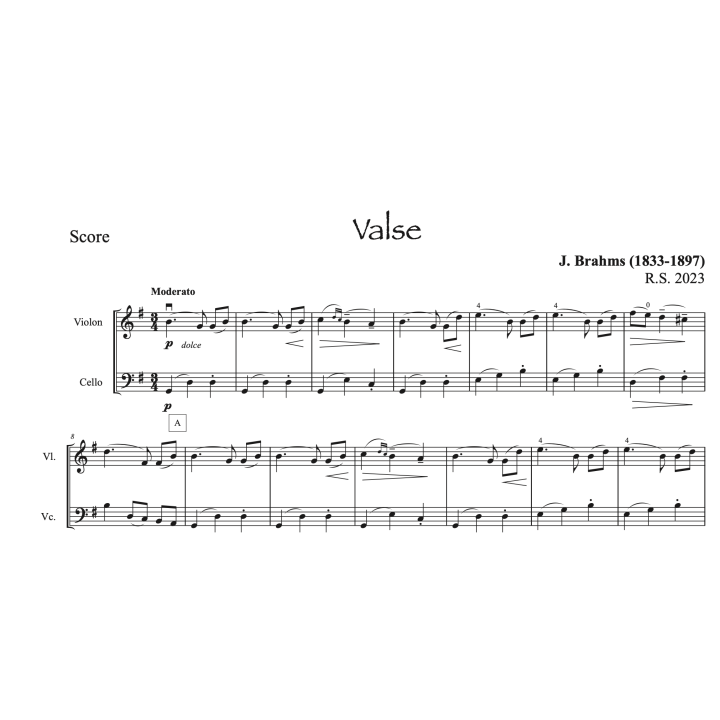 Brahms - Valse - Violon et violoncelle