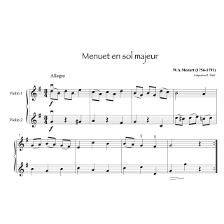Mozart - Menuet en sol majeur - 2 violons