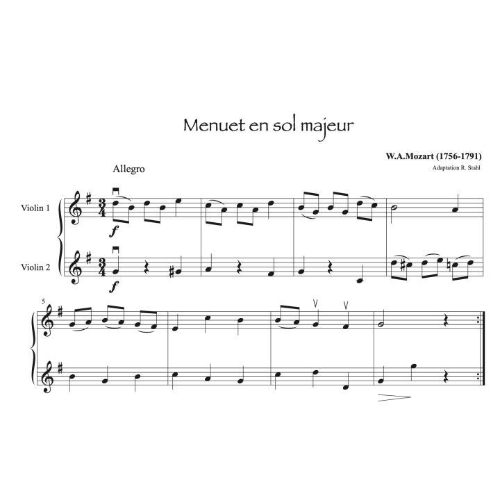 Mozart - Menuet en sol majeur - 2 violons